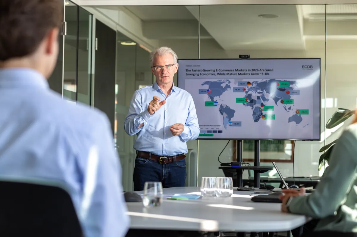 E-commerce market analysis on a global market map